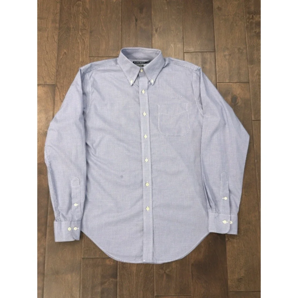 Lauren Ralph Lauren Mens Button Up Blue Check Shirt Classic Fit Size 15.5 34/35 - Picture 2 of 9